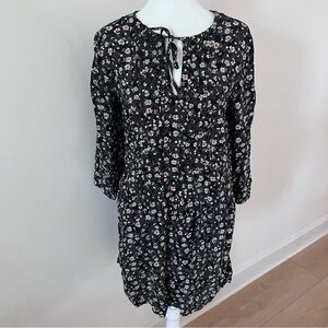 Old Navy Pleated Bust Floral Print Long Sleeve Tunic Dress | Size Medium |